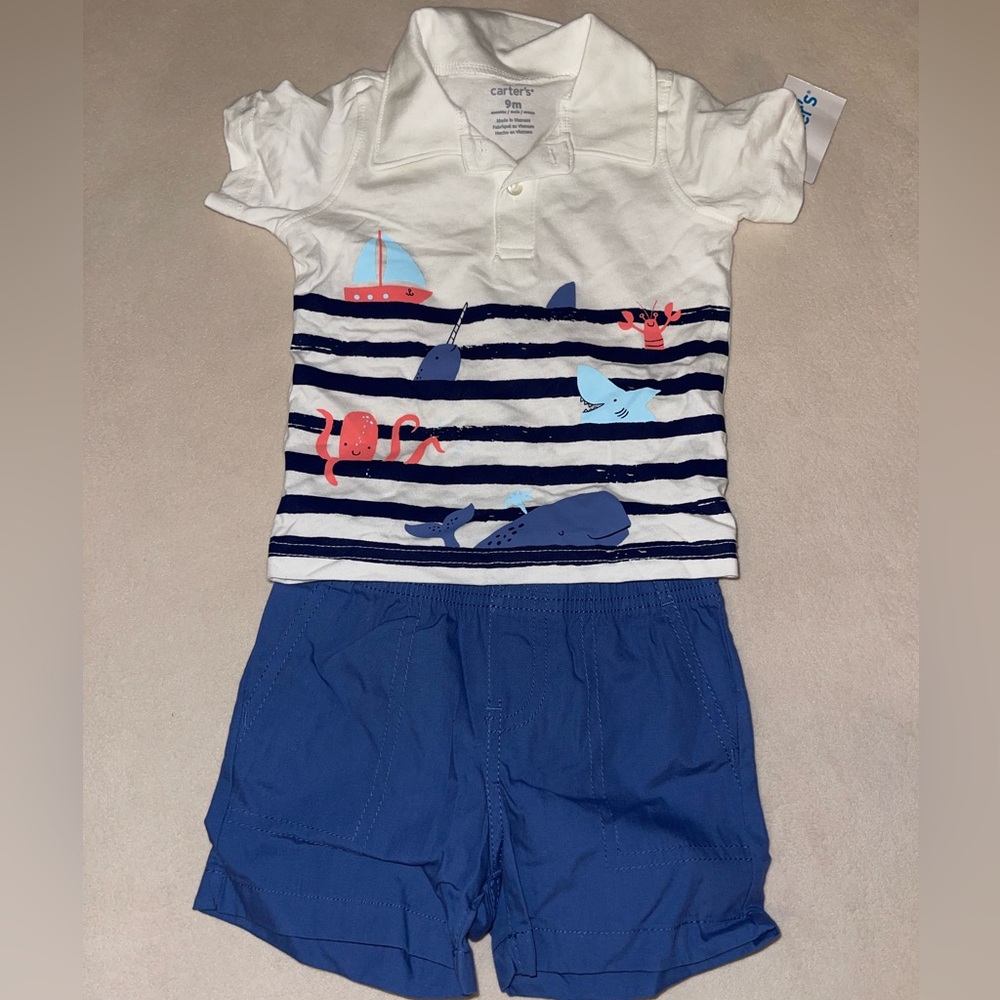Carter's White and Blue Nautical Kids Matching Set